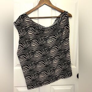 NORMA KAMALI Women’s Zebra Print Cowl Neck Sleeveless Top Size L